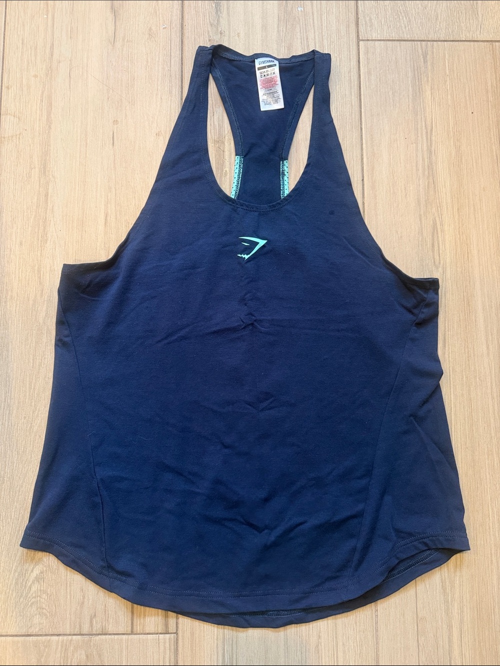Gymshark Navy Racerback Tank with Teal Logo